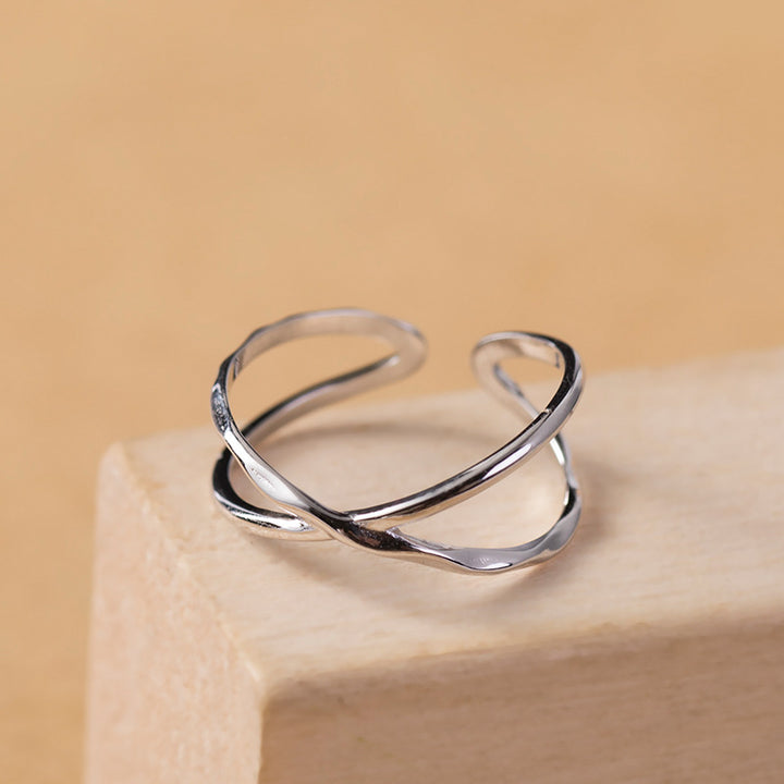 Simple geometric lines 925 sterling silver ring