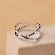 Simple geometric lines 925 sterling silver ring