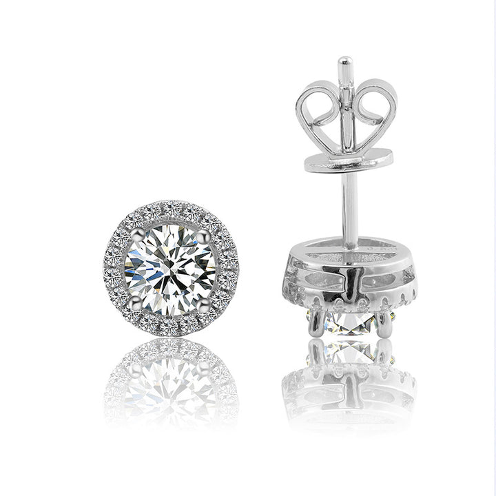 Halo Glow Moissanite Stud Earrings