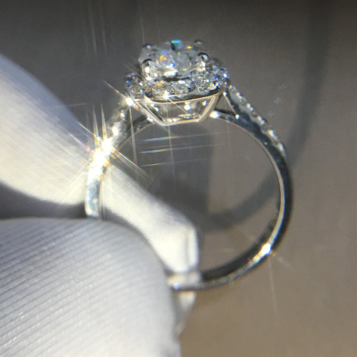 Cushion Halo Round Moissanite Engagement Ring