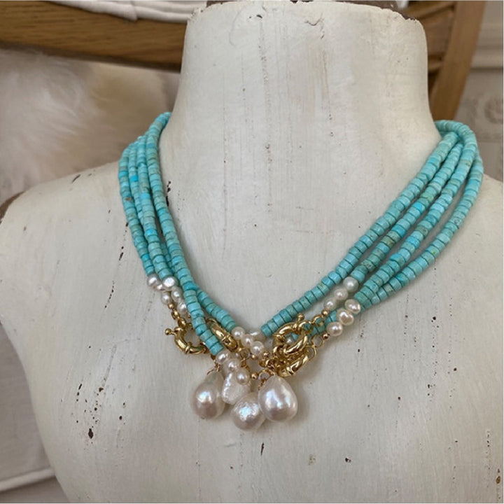 Blue Turquoise Natural Pearl Necklace