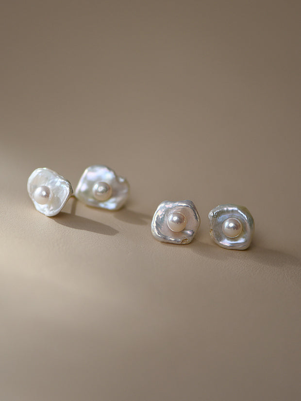Baroque Pearl Earrings in 925 Sterling Silver