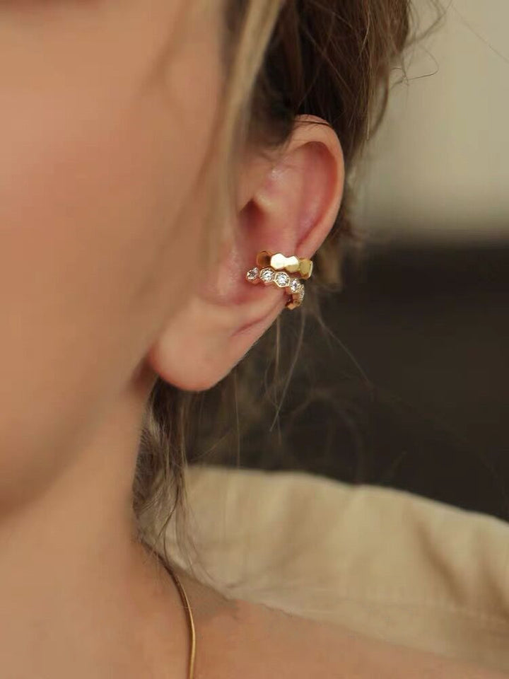 Sterling Silver Zirconia Geometric Ear Cuff