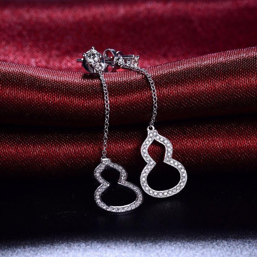 Double-Gourd Moissanite Drop Earrings