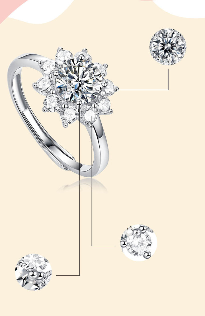 Blooming Daisy Moissanite Flower Halo Ring
