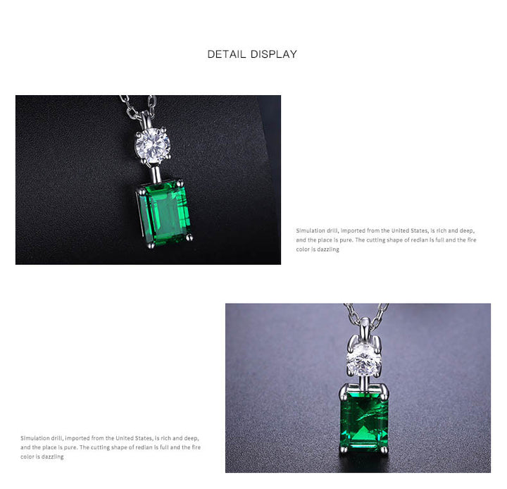 Emerald-Cut Lab Emerald & Moissanite Pendant Necklace