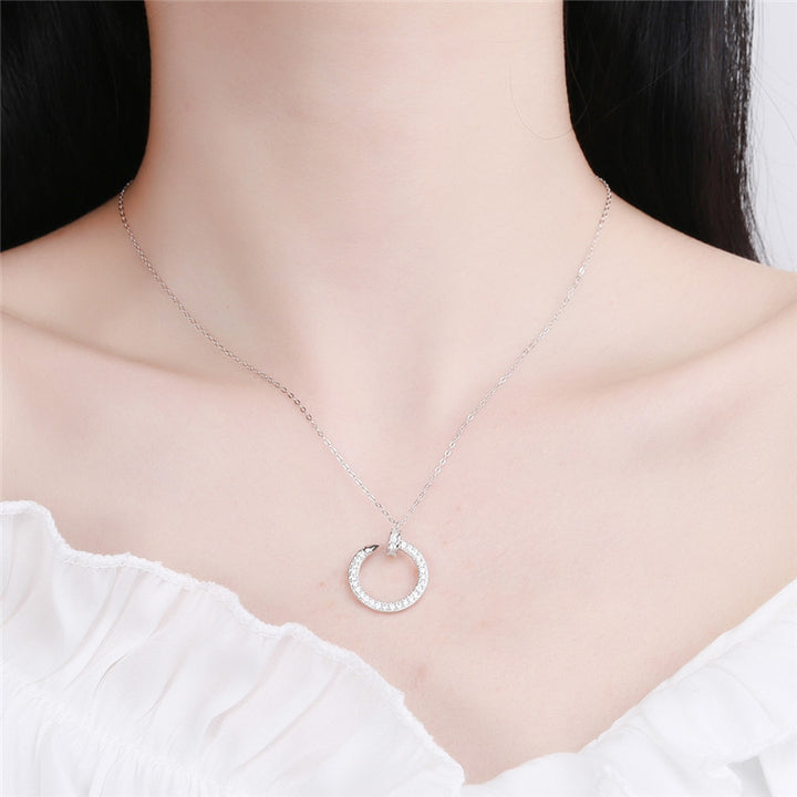 Open Circle Pavé Moissanite Necklace