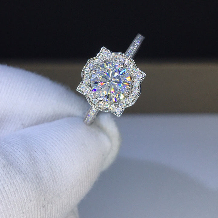 Petal Halo Moissanite Ring