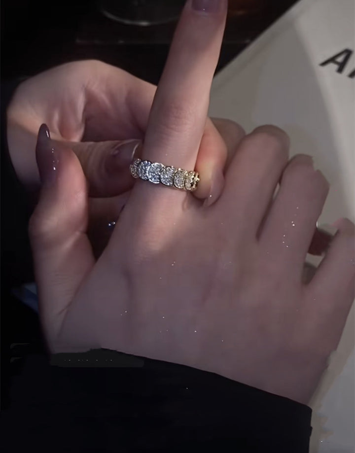 Sequined Zirconia Adjustable Ring