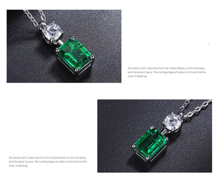 Emerald-Cut Lab Emerald & Moissanite Pendant Necklace