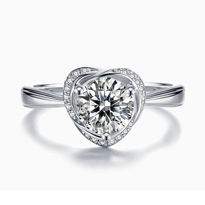 Twisted Heart Halo Moissanite Ring