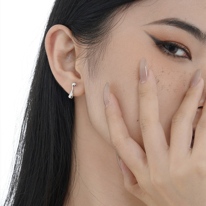 925 Sterling Silver Irregular Water Drop Earrings