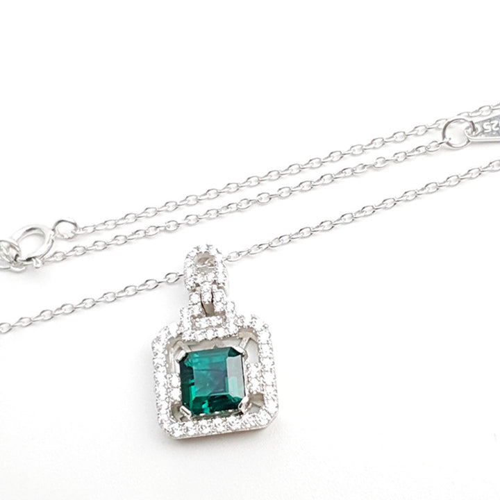 Perfume Bottle Emerald & Moissanite Necklace