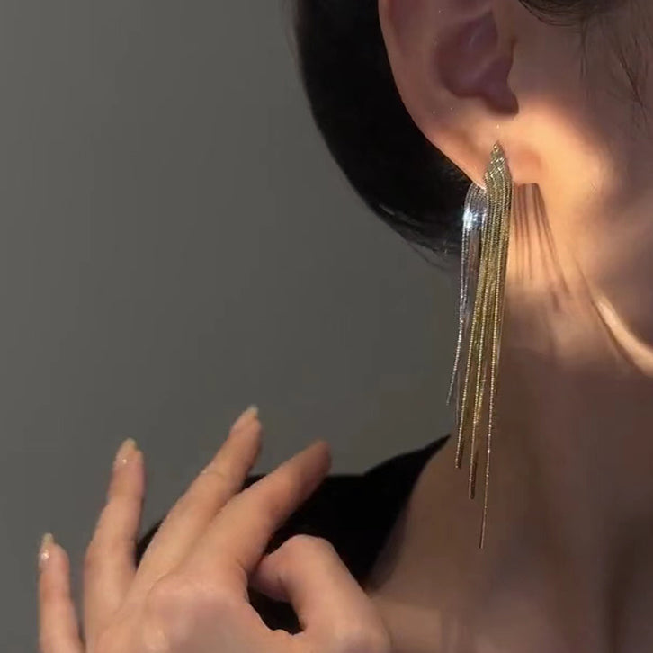 Chain Long Tassel Earrings