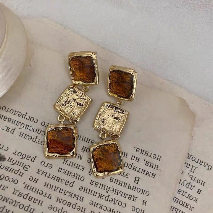 Baroque Vintage Resin Square Earrings