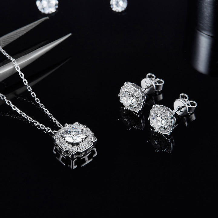 Ornate Square-Frame Moissanite Necklace