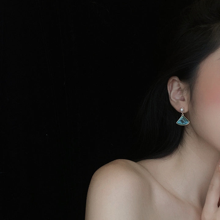 Vintage Ice Crystal Blue Pearl Earrings