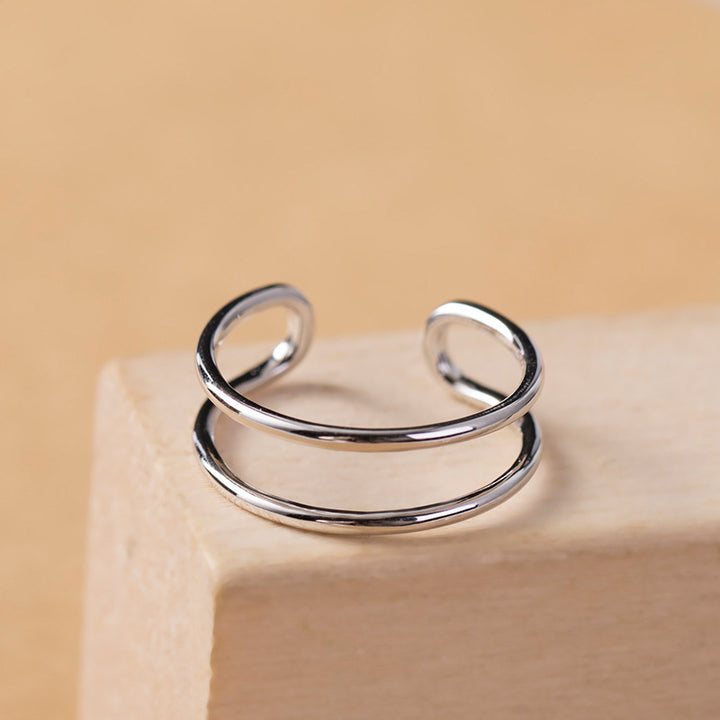 Simple geometric lines 925 sterling silver ring