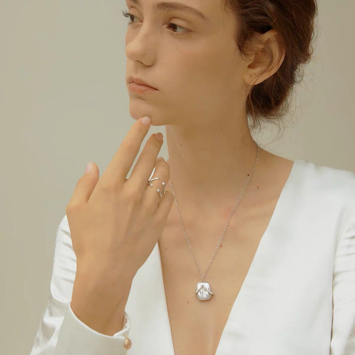 925 sterling silver baroque pearl pendant embrace necklace