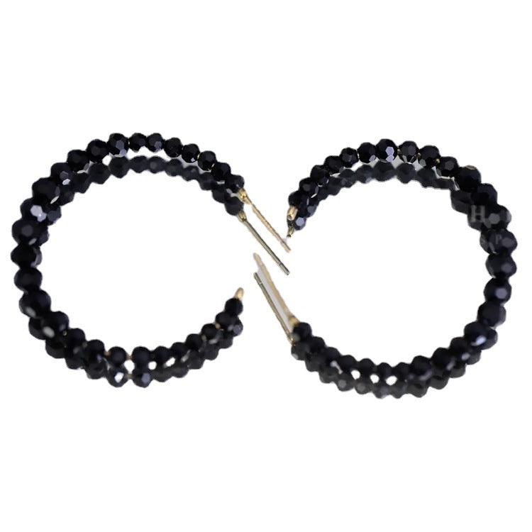 Black Crystal Large Hoop Earrings