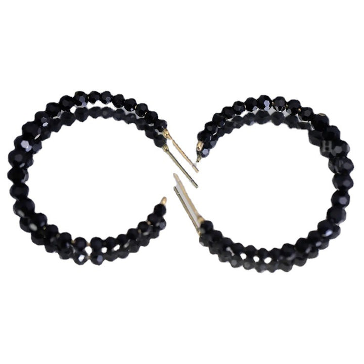Black Crystal Large Hoop Earrings