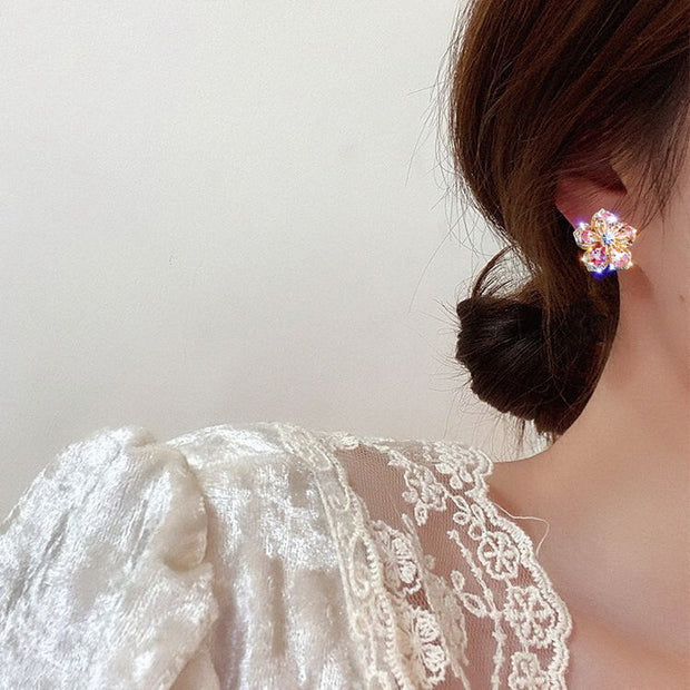 Blooming Crystal Flower Earrings