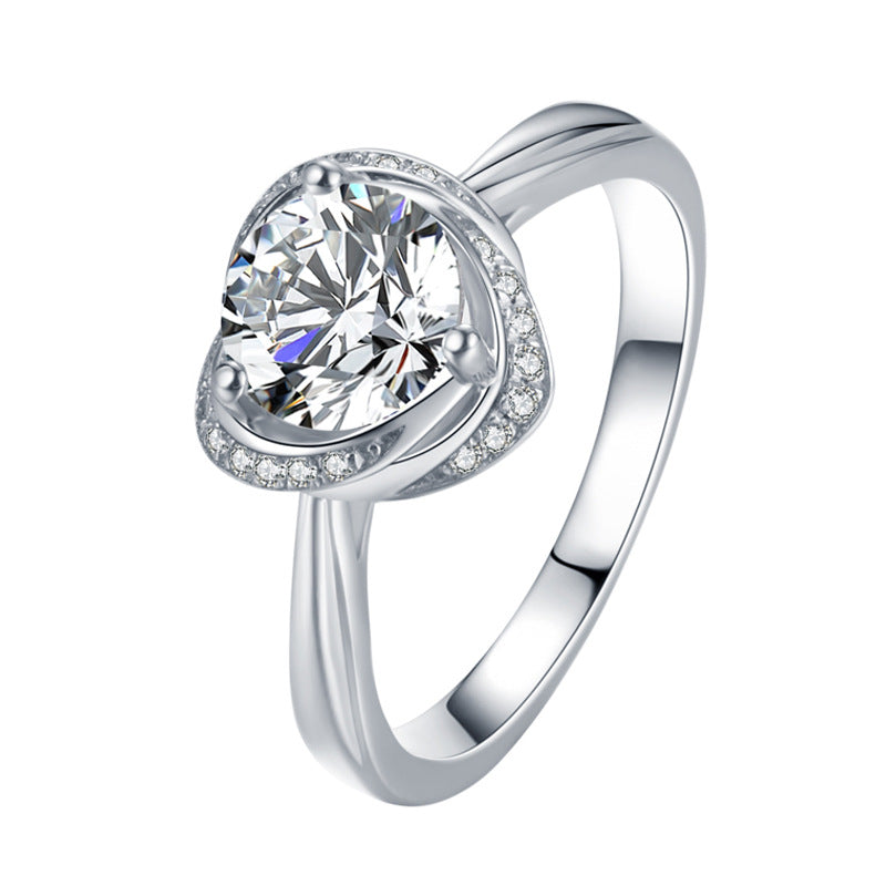 Twisted Heart Halo Moissanite Ring