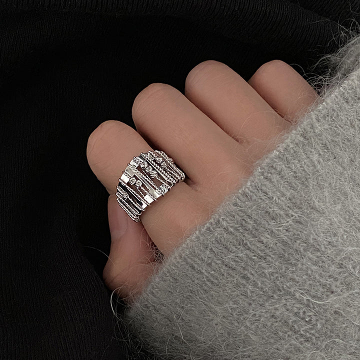 Openwork Beaded Adjustable Ring