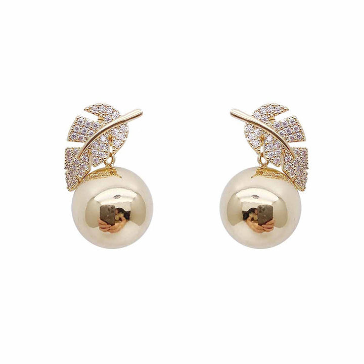 Crystal leaves and pearl earrings