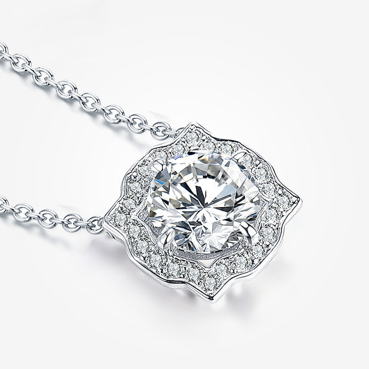 Ornate Square-Frame Moissanite Necklace