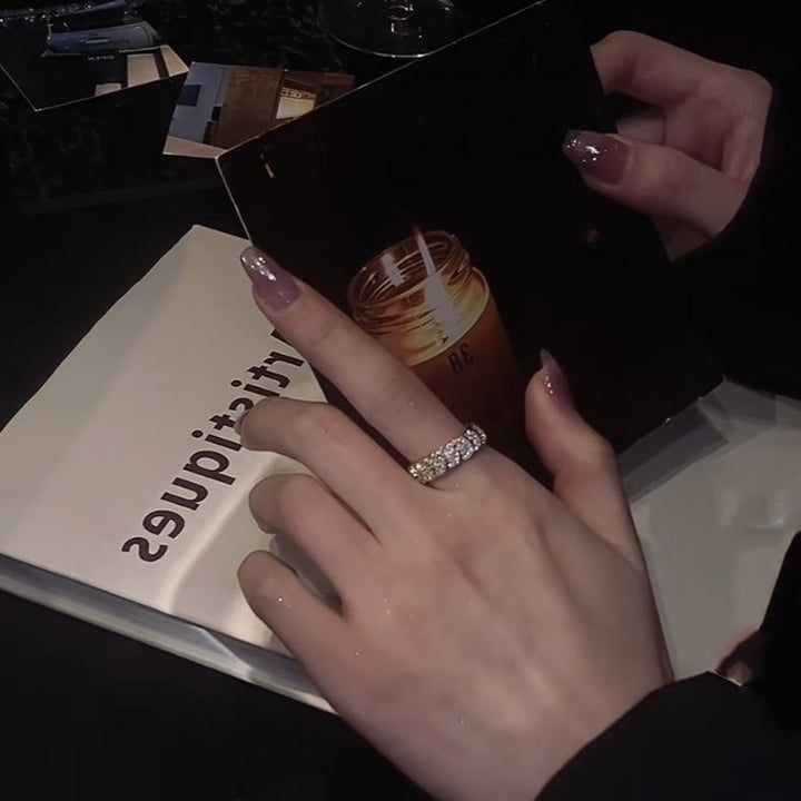 Sequined Zirconia Adjustable Ring