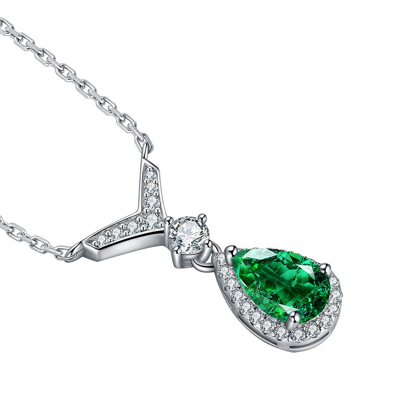 Whale Tail Emerald & Moissanite Necklace