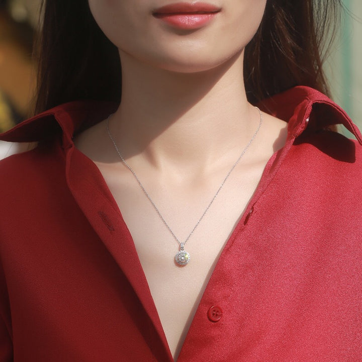Round Halo Moissanite Necklace