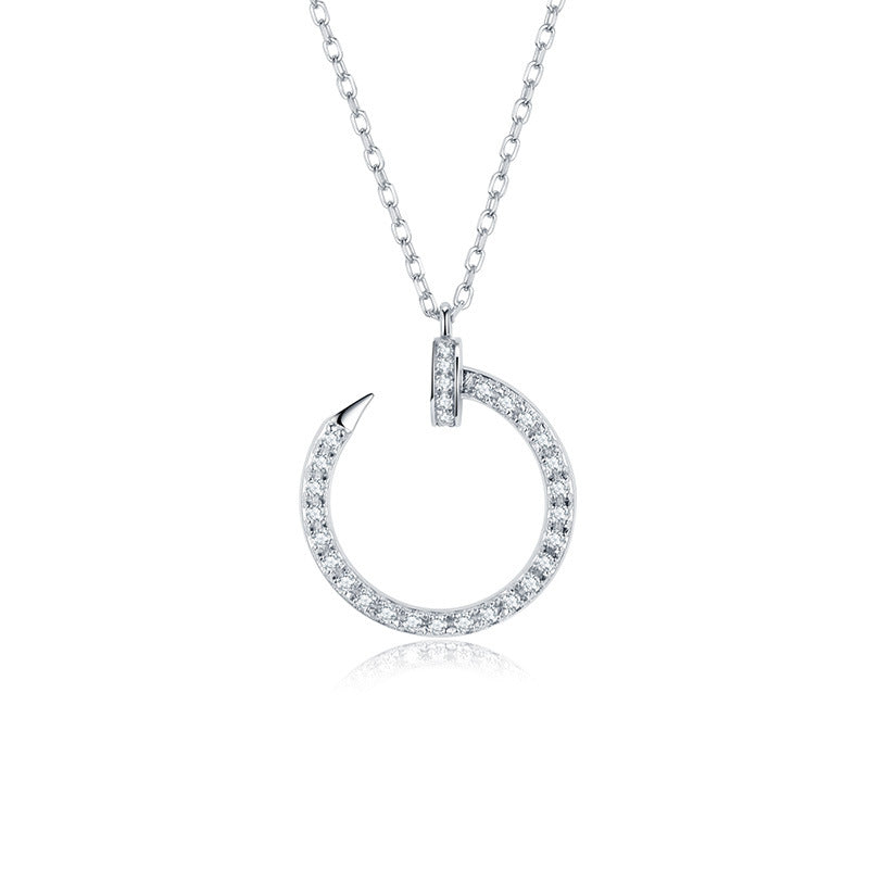 Open Circle Pavé Moissanite Necklace