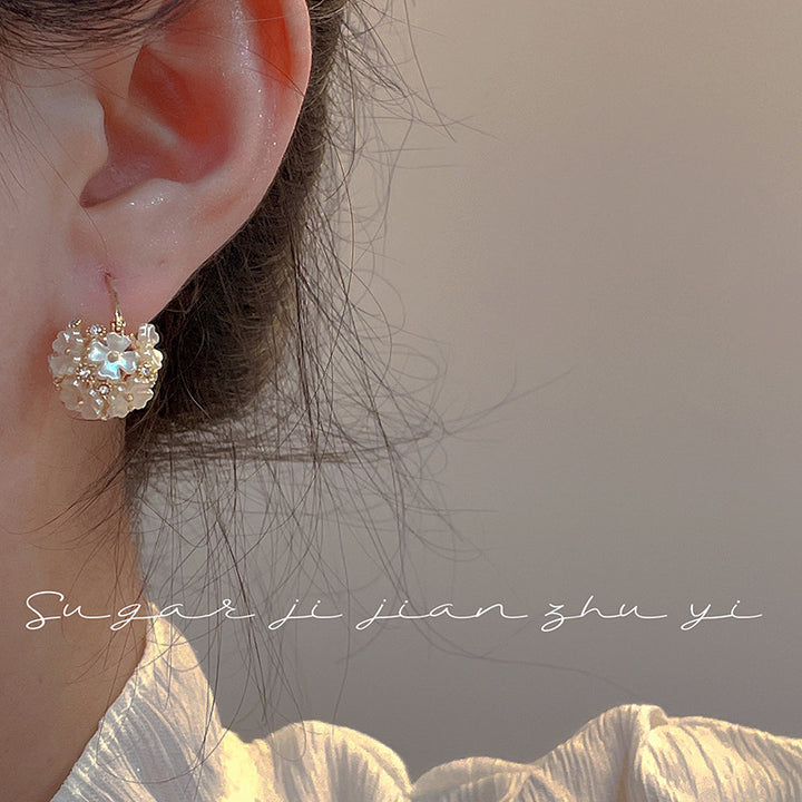 Shell Flower Ball Earrings