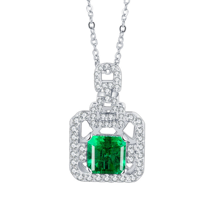 Perfume Bottle Emerald & Moissanite Necklace