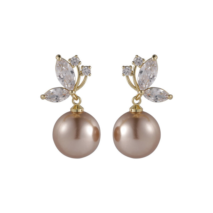 Crystal Butterfly & Pearl Earrings