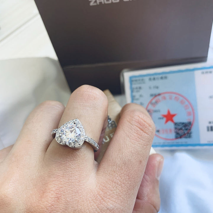 Heart Halo Moissanite Engagement Ring