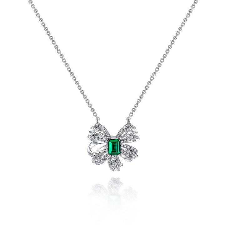 Butterfly Bow Emerald & Moissanite Jewelry Set