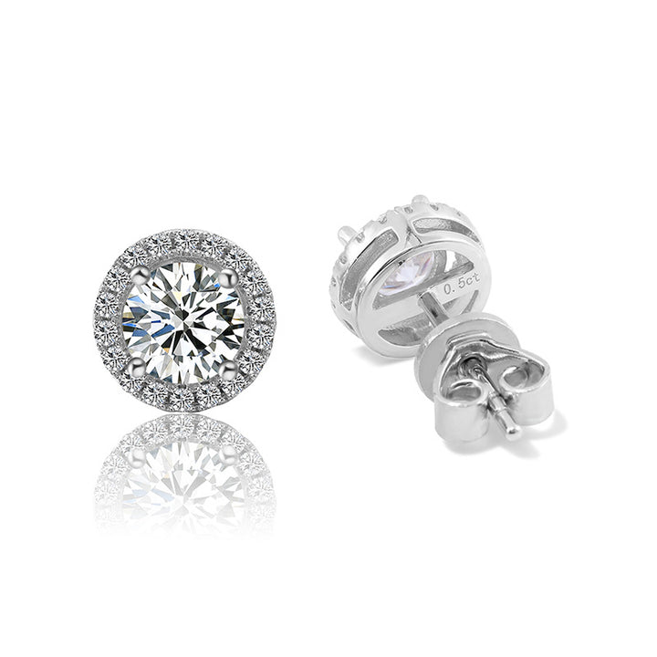 Halo Glow Moissanite Stud Earrings