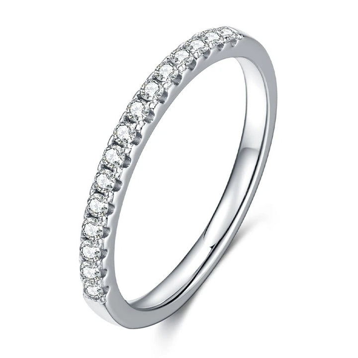 Classic Micro Pavé Half-Eternity Moissanite Band