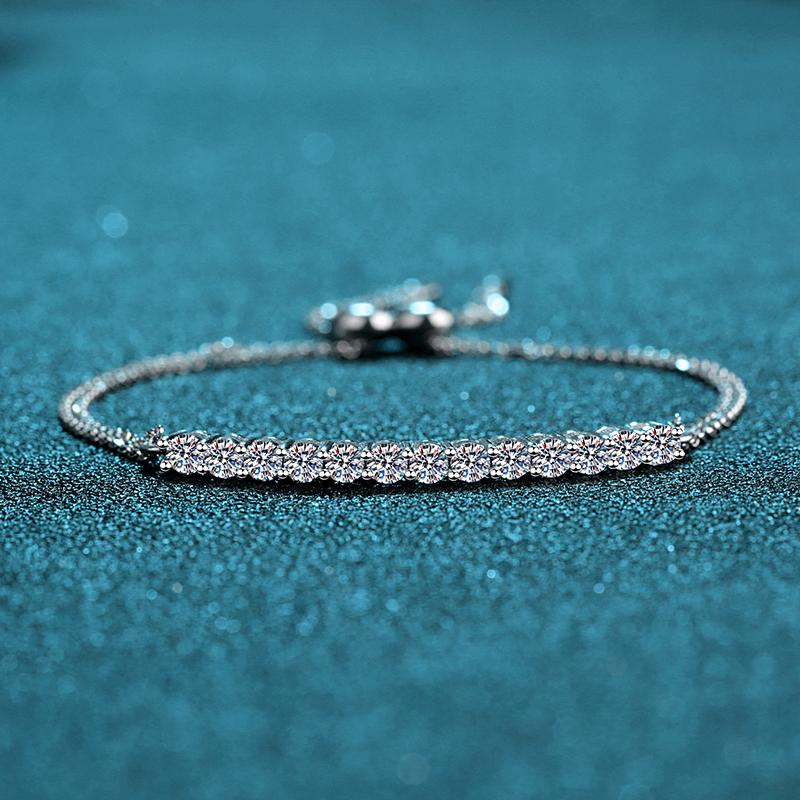 Dainty Moissanite Bar Slider Bracelet
