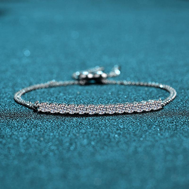Dainty Moissanite Bar Slider Bracelet