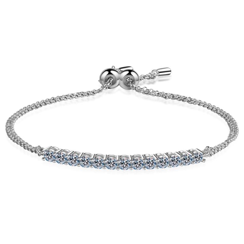 Dainty Moissanite Bar Slider Bracelet