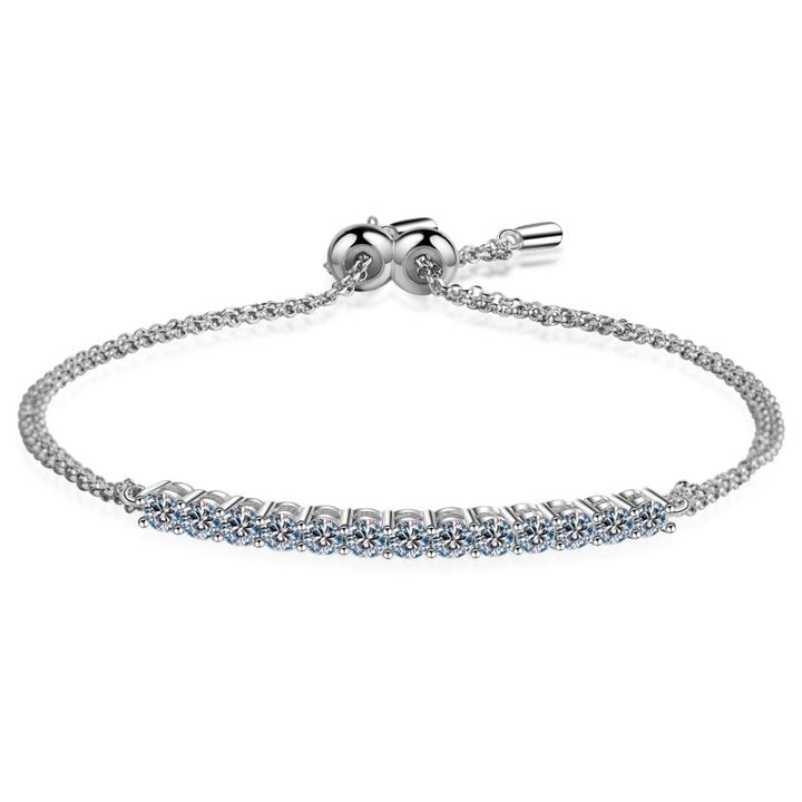 Dainty Moissanite Bar Slider Bracelet