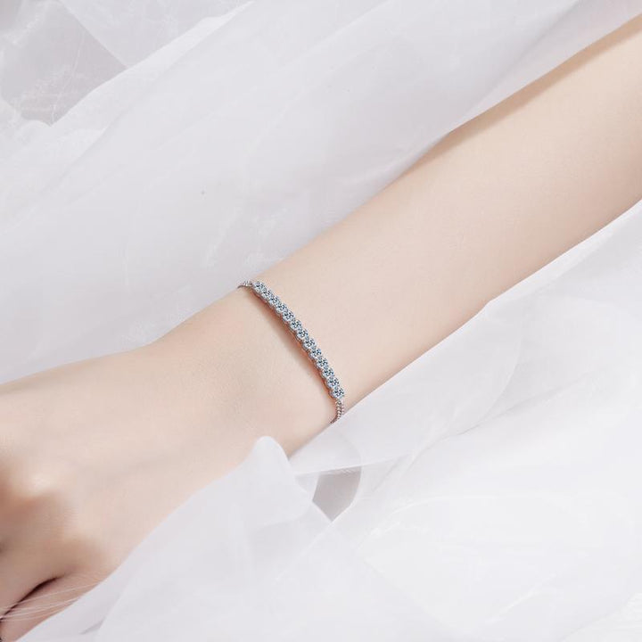 Dainty Moissanite Bar Slider Bracelet