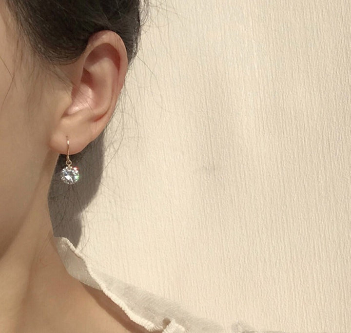 Round Zirconia Diamond 14K Gold-Packed Earrings