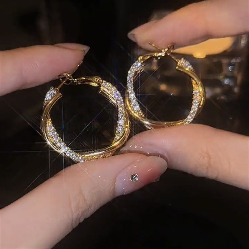 Wrapped Zirconia Hoop Earrings