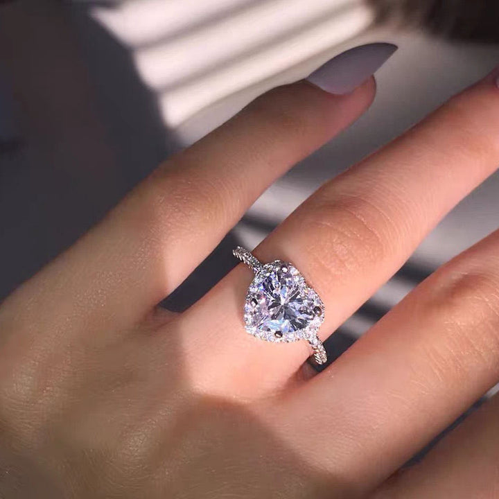 Heart Halo Moissanite Engagement Ring
