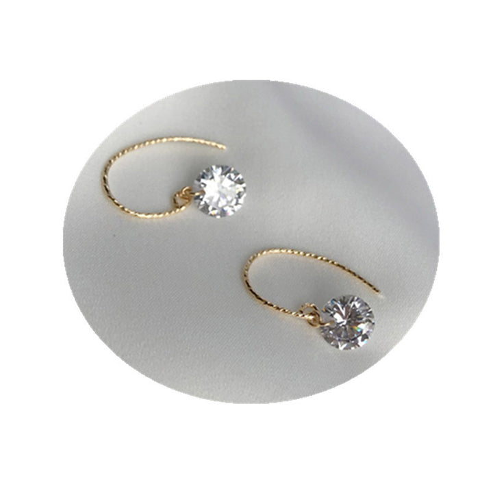 Round Zirconia Diamond 14K Gold-Packed Earrings